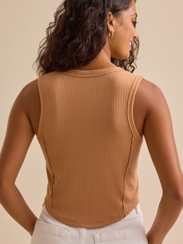 Elarie Pointelle Button Down Tank Detail 4 - ARULA