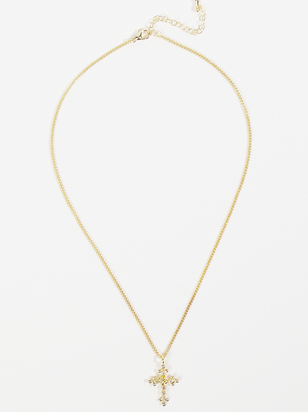 Rosette Cross Charm Necklace - ARULA