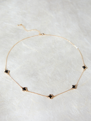 Black Crystal Clover Choker - ARULA