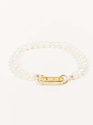 Charm'd Pearl Paperclip Charm Bracelet Chain - ARULA