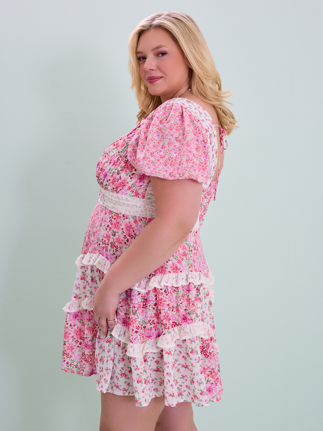 Aderny Patchwork Floral Mini Dress Detail 5 - ARULA