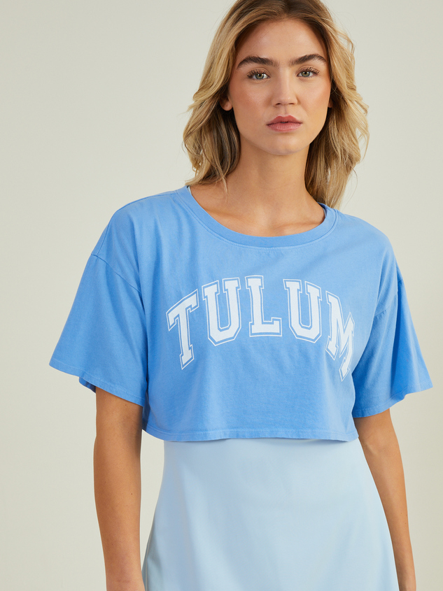 Tulum Cropped Graphic Tee Detail 4 - ARULA