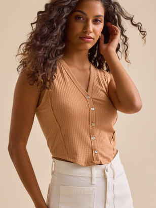 Elarie Pointelle Button Down Tank - ARULA - 
