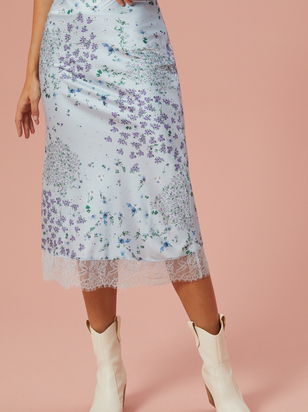 Hattie Satin Floral Skirt - ARULA