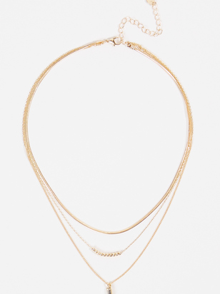 Dainty Crystal Pendant Layered Necklace - ARULA