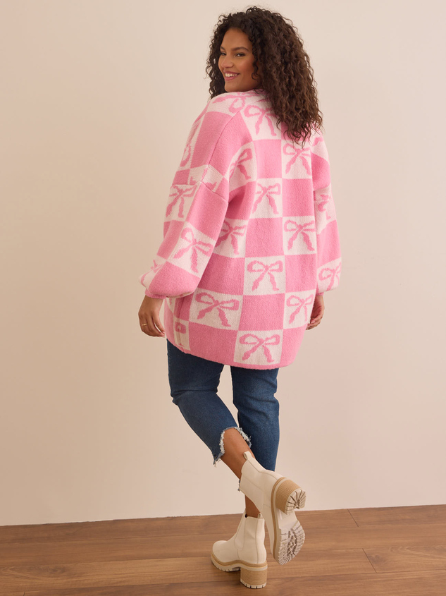 Bow Checkered Cardigan Detail 6 - ARULA
