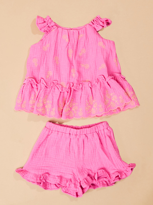 Kara Embroidered Top and Shorts Set - ARULA - 