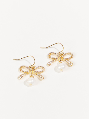 Pearl Drop Bow Earrings - ARULA