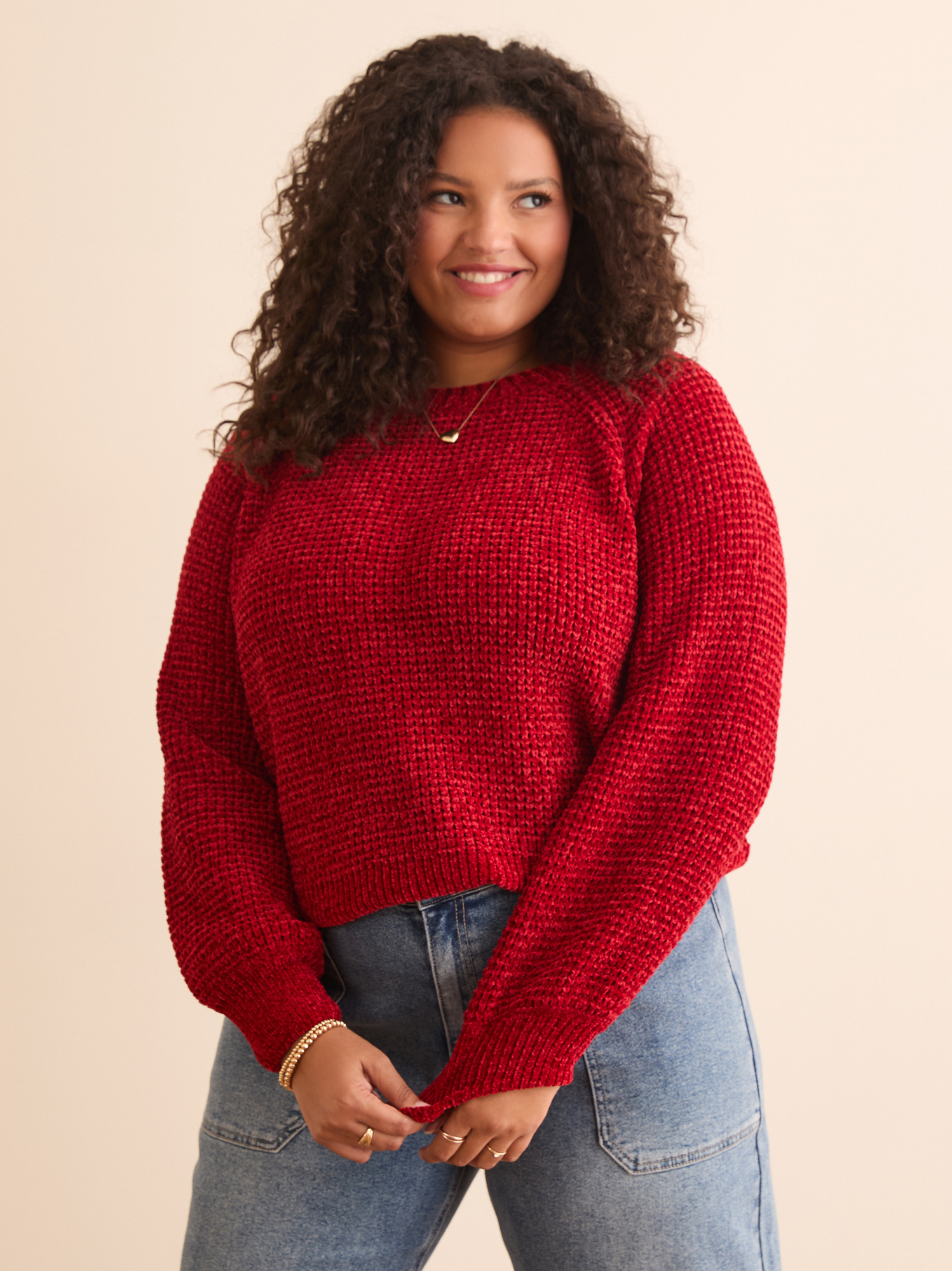 Haisley Chenille Sweater in Red Arula