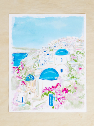 Santorini Blues Print - ARULA