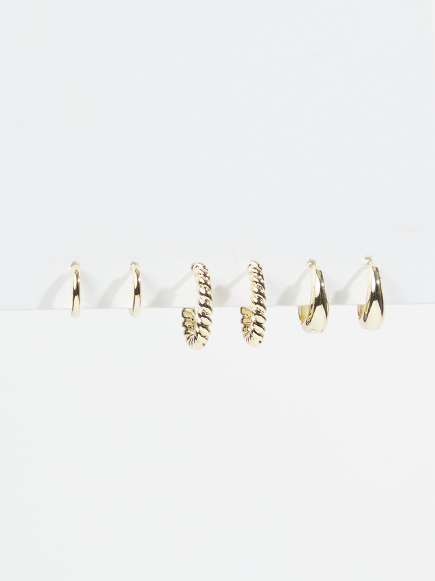 14k Gold Dipped Twist Earring Set Detail 2 - ARULA