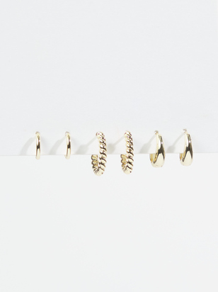 14k Gold Dipped Twist Earring Set - ARULA