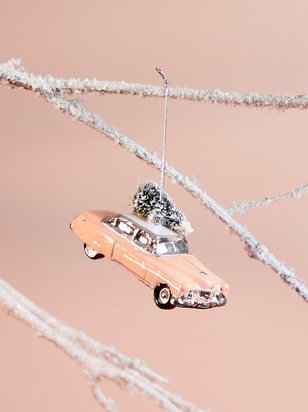 Pink Cadillac Christmas Ornament - ARULA