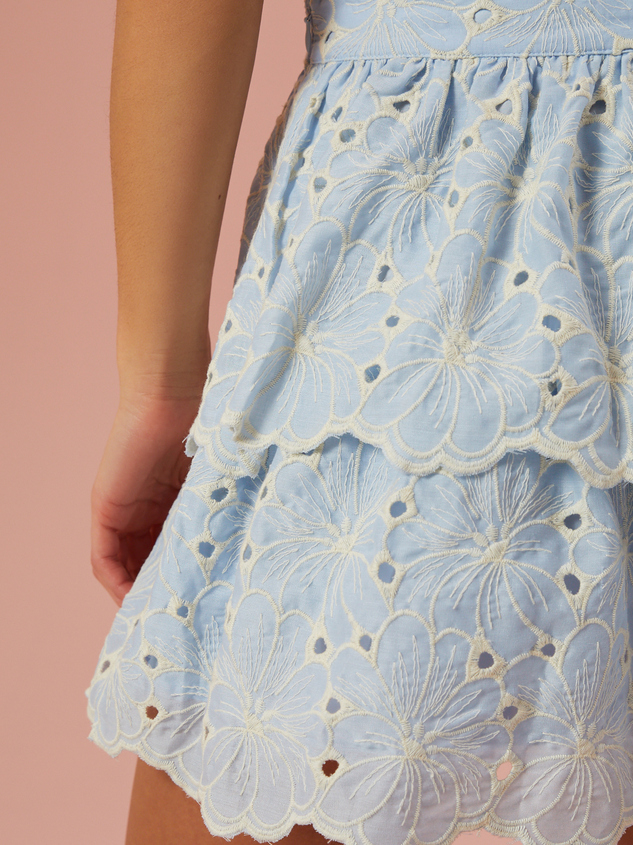 Emaline Embroidered Floral Skirt Detail 6 - ARULA
