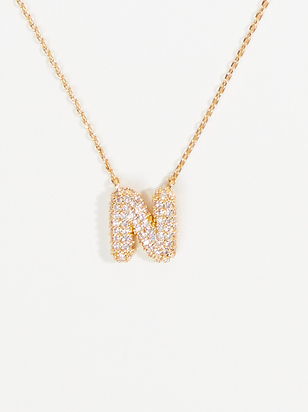 Crystal Bubble Monogram Necklace - N - ARULA