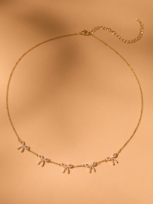 18K Gold Glitz Bow Choker Necklace - ARULA - 