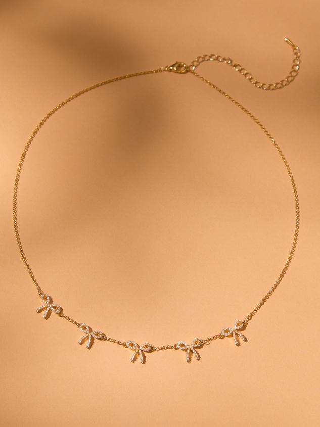 18K Gold Glitz Bow Choker Necklace - ARULA