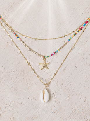 3 Layer Starfish Charm Necklace - ARULA - 