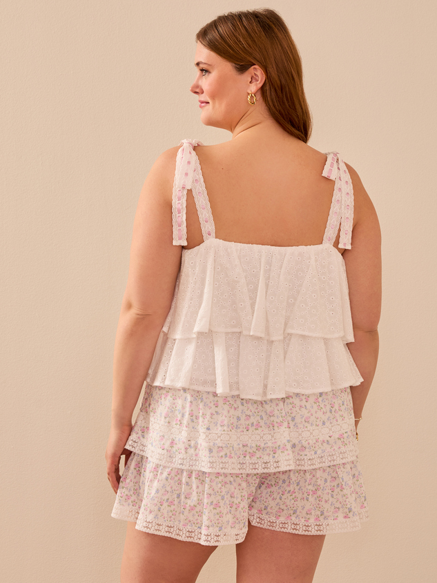 Dottie Embroidered Ruffle Tank Top Detail 5 - ARULA