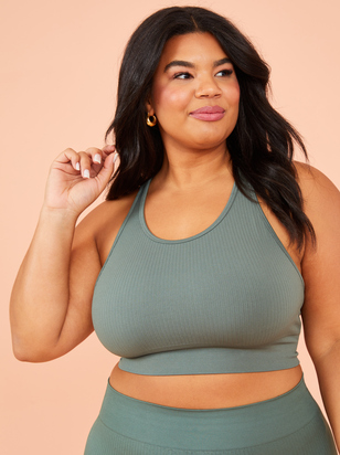 Seamless Ribbed Strappy Sports Bra - ARULA
