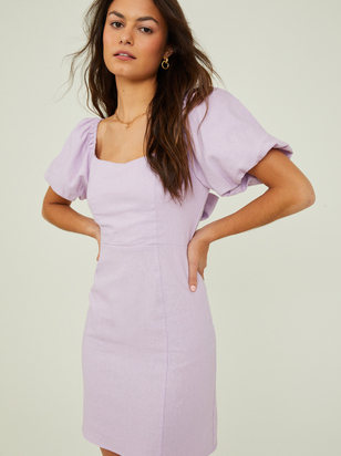 Primrose Puff Sleeve Linen Dress - ARULA