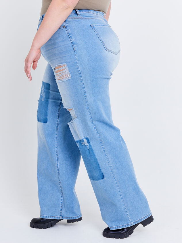 Incrediflex Patchwork Wide Leg Jeans Detail 3 - ARULA