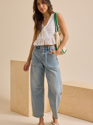 Kiki Eyelet Peplum Top - ARULA