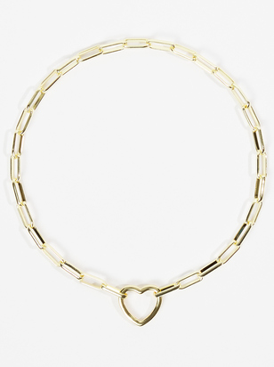 18K Gold Open Heart Carabiner Necklace - ARULA