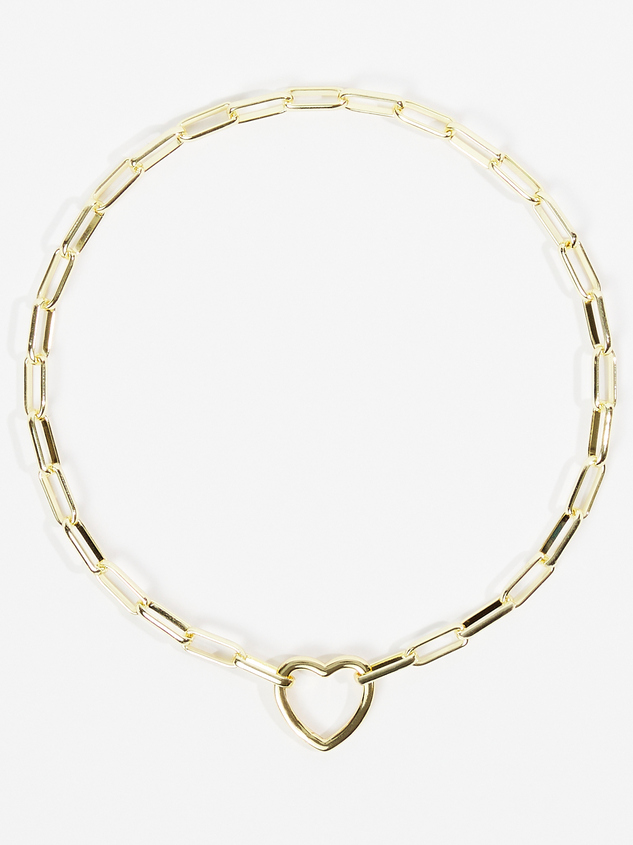 18K Gold Open Heart Carabiner Necklace Detail 2 - ARULA