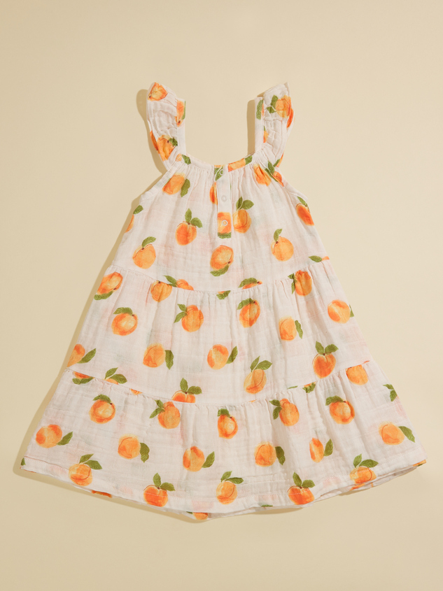 Sweet Peach Tiered Dress Detail 2 - ARULA