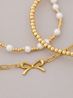 18k Gold Bow Bracelet Set - ARULA