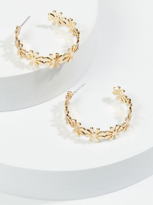 Retro Floral Hoop Earrings - ARULA