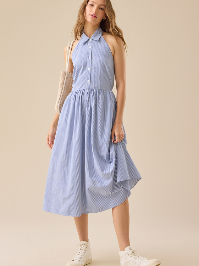 Lauren Striped Midi Dress Detail 4 - ARULA