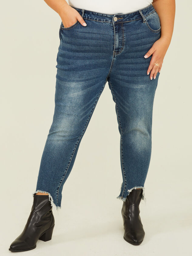 Incrediflex 26" Raw Hem Skinny Jeans Detail 2 - ARULA