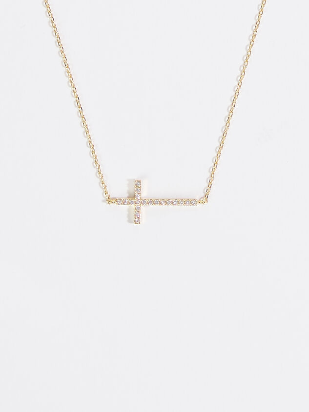 18k Gold Rhinestone Cross Necklace - ARULA