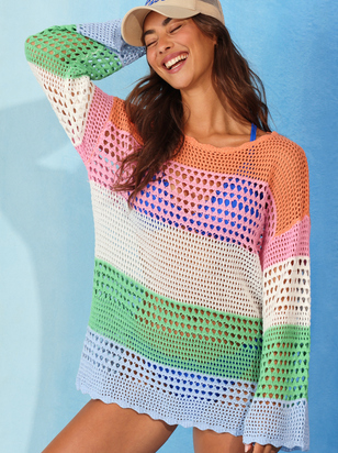 Chloe Multi Stripe Crochet Dress - ARULA