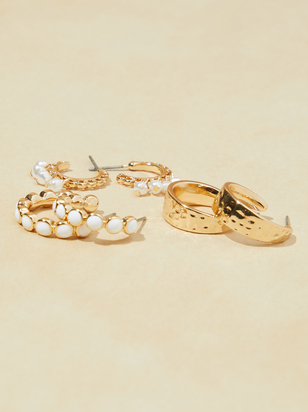 Gold Pearl Earring Set - ARULA