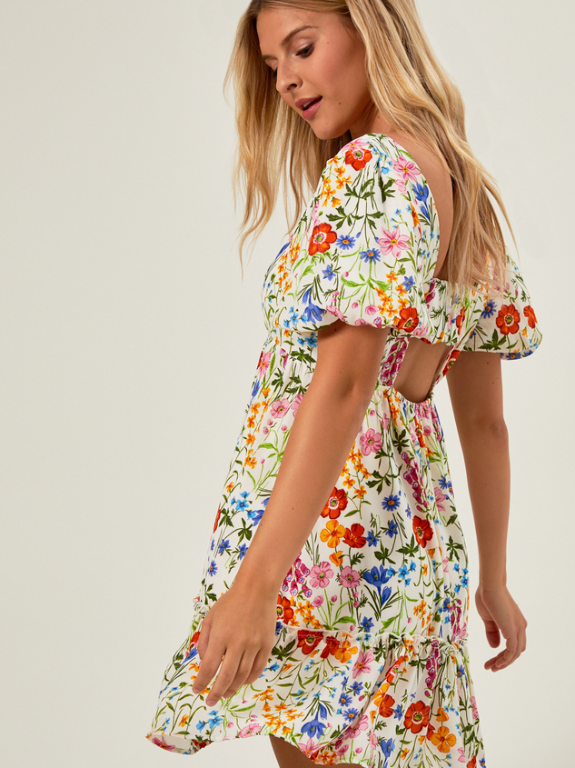 Zoey Floral Puff Sleeve Dress Detail 3 - ARULA