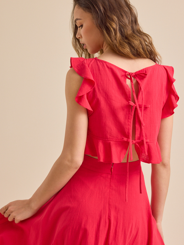 Grace Linen Ruffle Top Detail 3 - ARULA