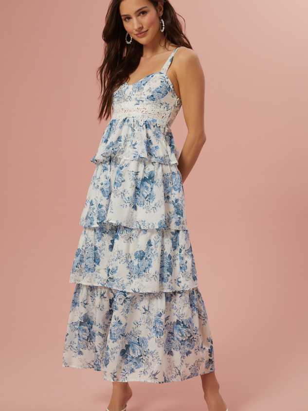 Cambri Floral Tiered Dress Detail 2 - ARULA