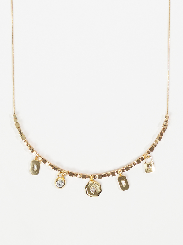 Rhinestone Charm Necklace Detail 2 - ARULA