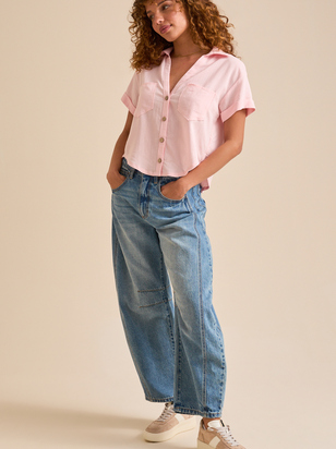 Courtney Crop Linen Shirt - ARULA