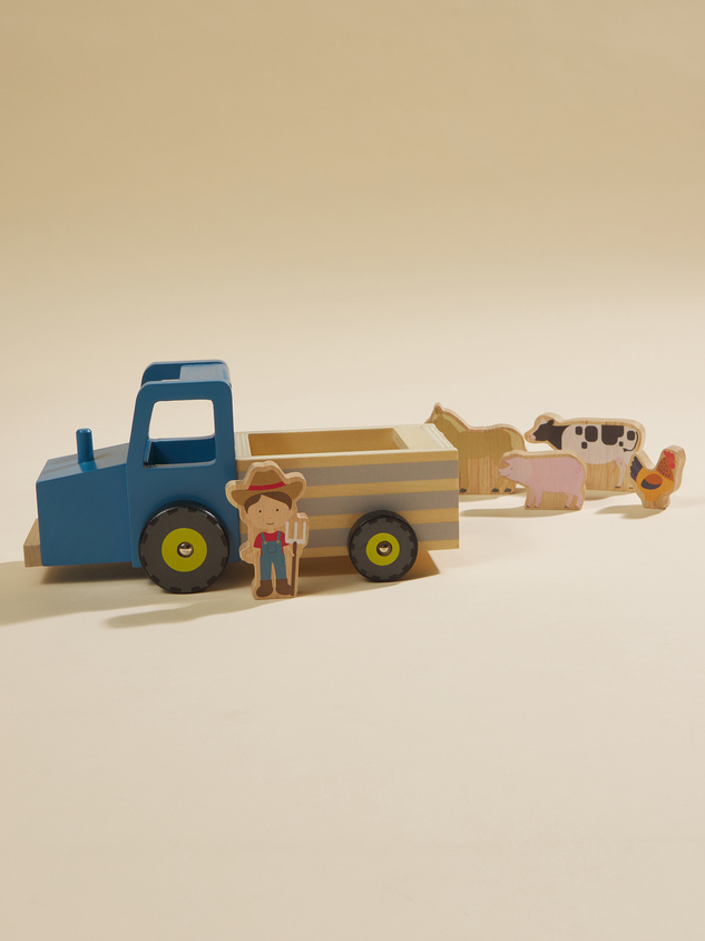 Wood Tractor Toy Set by Mudpie Detail 2 - ARULA