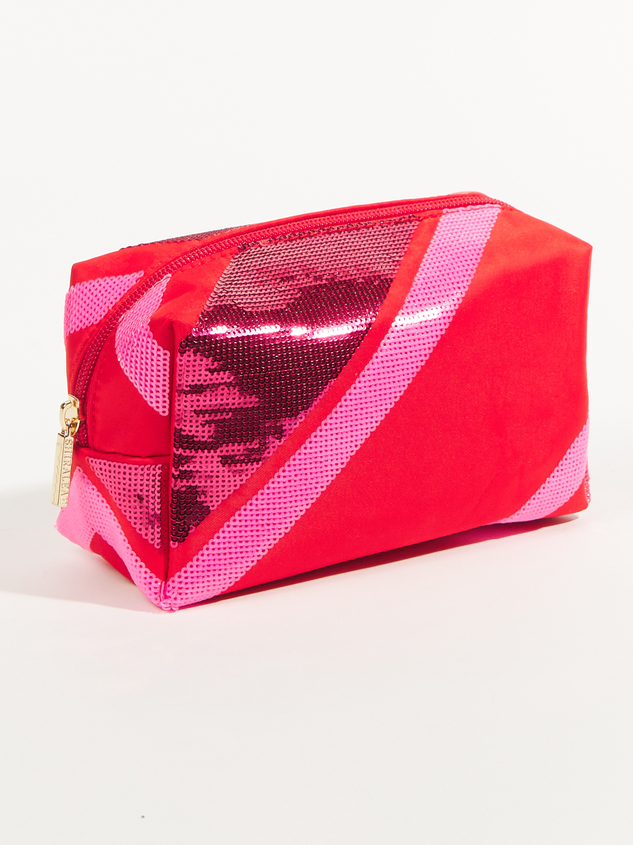 Sequin Striped Cosmetic Pouch Detail 2 - ARULA