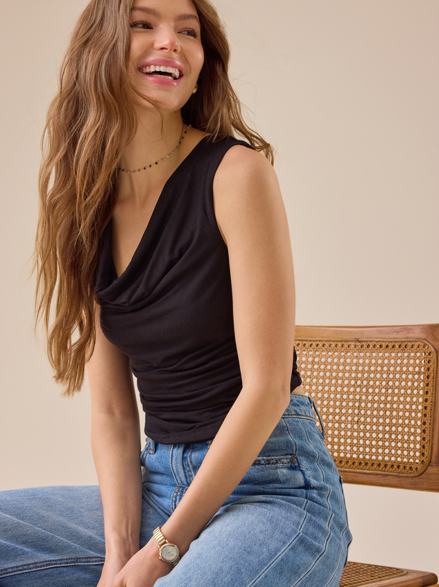 Alaya Cowl-Neck Top Detail 3 - ARULA