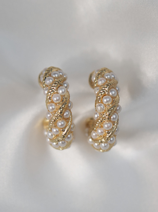Twisted Pearl Mini Hoops - ARULA