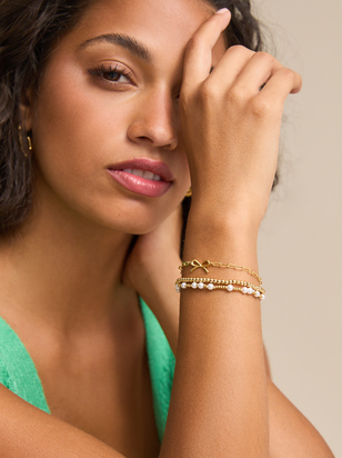 18K Gold Beaded Bow Bracelet Pack - ARULA - 