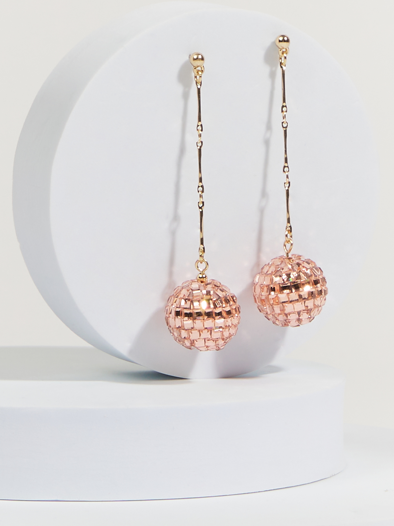 Rose gold ball new arrivals drop earrings