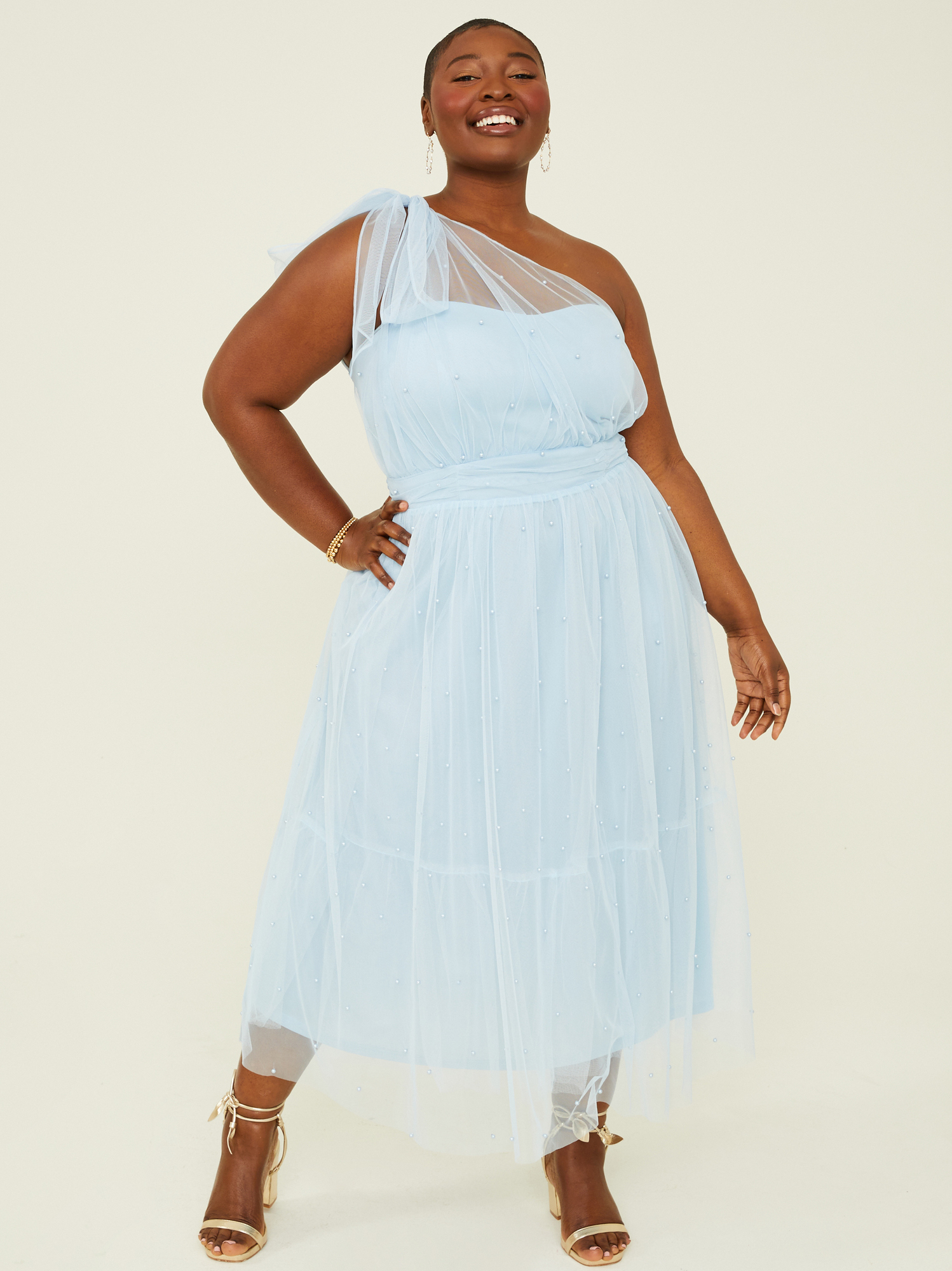 Light blue tulle maxi dress sales
