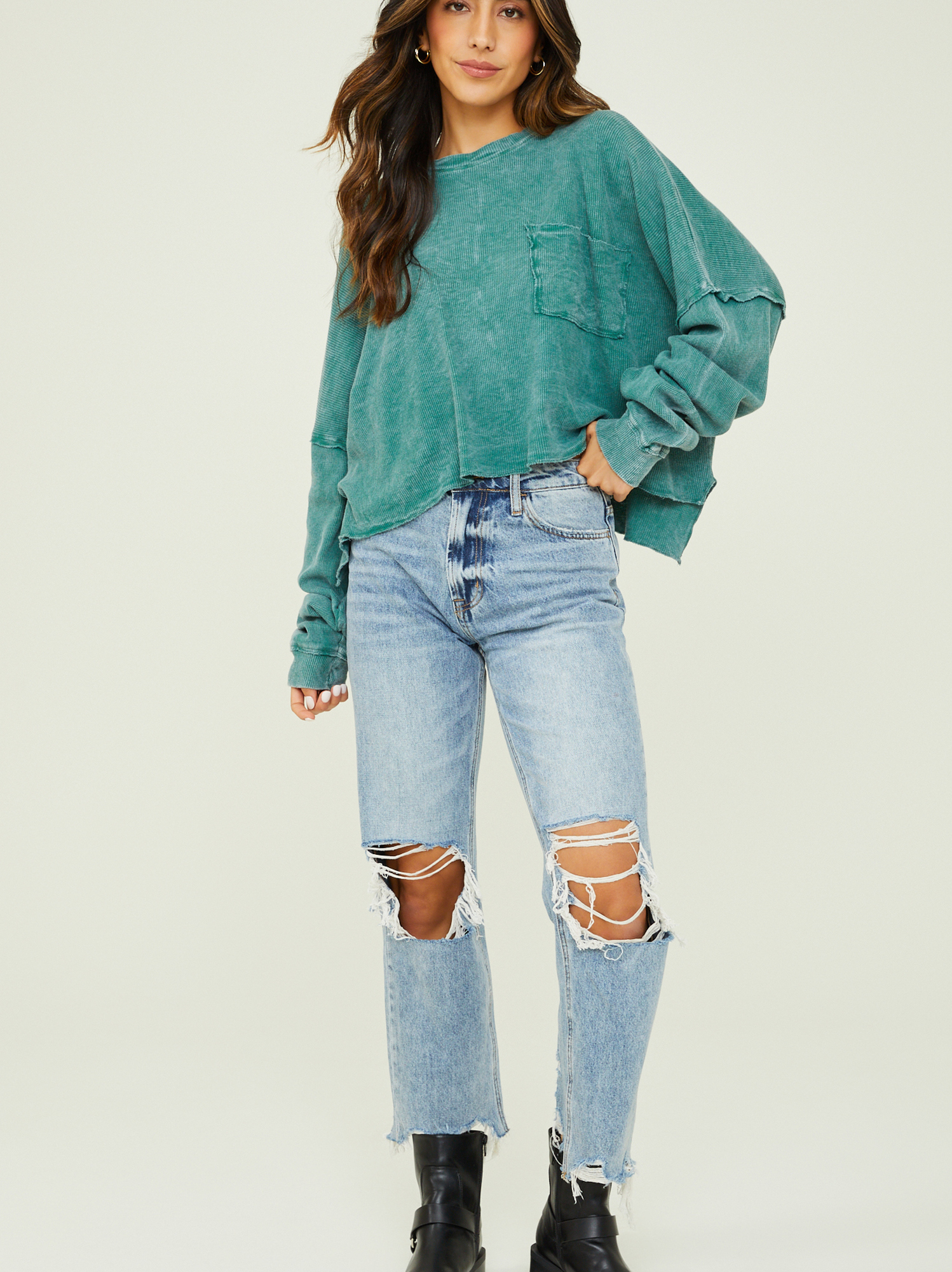 Cropped shop thermal top
